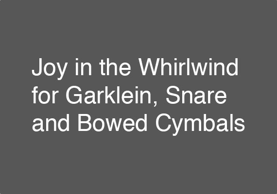 Joy in the Whirlwind for Garklein, Snare, and Bowed Cymbals <br> Video Timestamp: 51:50 <br> <a href='https://payhip.com/b/H0Iu2' target=_blank>Score Available</a>